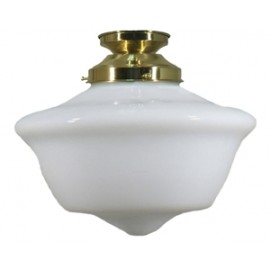 Lighting Inspiration-Victorian 16" School House Opal Gloss Batten Fix - Polished Brass 